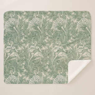 Cobertor Sherpa Wallpaper tulip William Morris verde têxtil