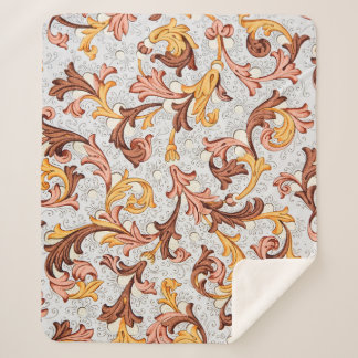 Cobertor Sherpa Wallpaper Vintage - Padrão Floral do 18º Centu