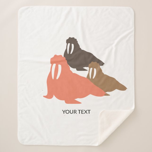 Cobertor Sherpa Walrus Herd Shepra Blanket Personalizado (Frente)