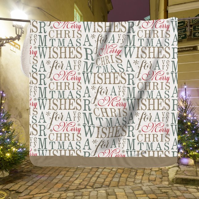 Cobertor Sherpa Warm Wish Typografia Red/Green ID589 (Criador carregado)