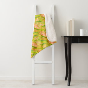 Cobertor Sherpa Wasabi Verde Terroso Arte Floral Abstrato 