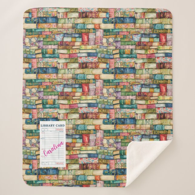Cobertor Sherpa Watercolor Aesthetic Stacked Books (Frente)
