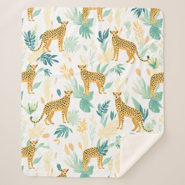 Cobertor Sherpa Watercolor Cheetah (Frente)