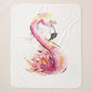 Cobertor Sherpa Watercolor Flamingo Impressão Art Funny Flamingo