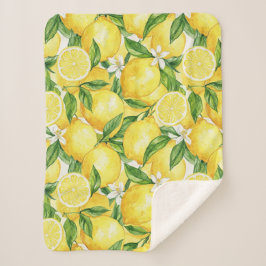 Cobertor Sherpa Watercolor Lemon Grove Seamless Pattern
