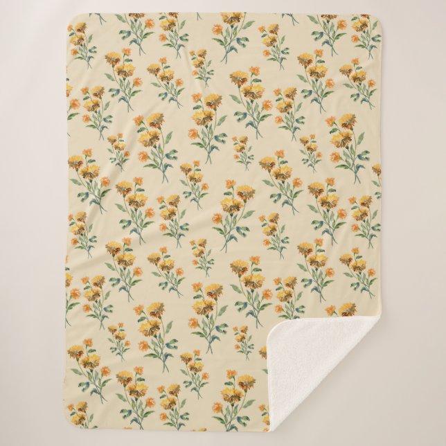 Cobertor Sherpa Watercolor Marigold Vertical Sherpa Blanket (Frente)