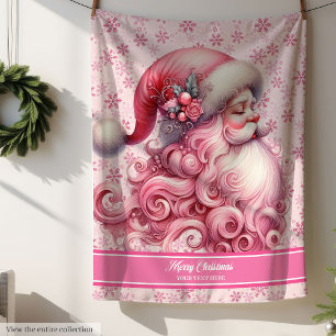 Cobertor Sherpa Watercolor Pinkmas Papais noeis Name Blanket for G