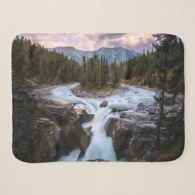 Cobertor Sherpa Waterfalls | Jasper National Park, Canada (Frente (Horizontal))
