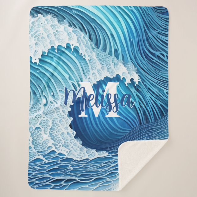 Cobertor Sherpa Wave de Aquarela (Frente)