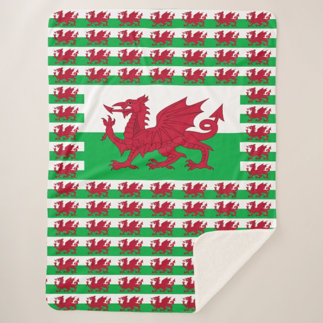Cobertor Sherpa Welsh Dragon ~ Flag of Wales (Frente)