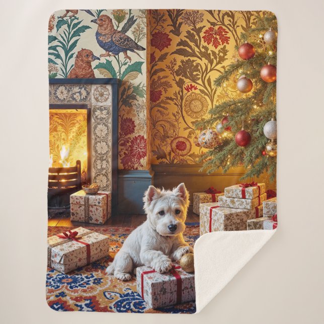 Cobertor Sherpa West highland Terrier Holiday  (Frente)