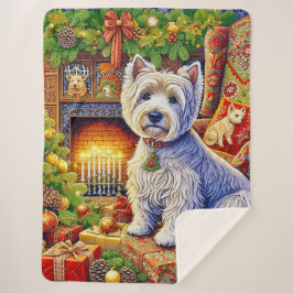 Cobertor Sherpa West Highland Terrier Holiday  Sherpa Blanket