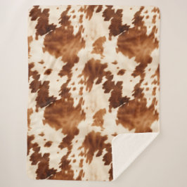 Cobertor Sherpa Western Brown Cream Cowhide