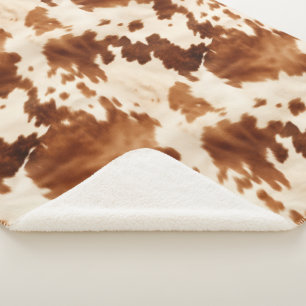 Cobertor Sherpa Western Brown Cream Cowhide