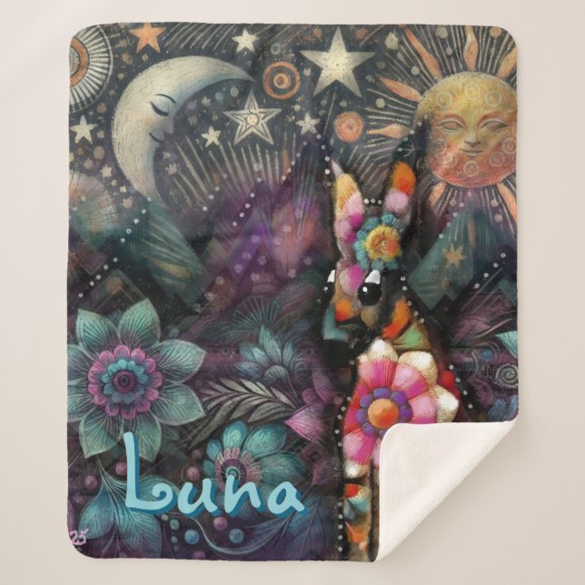 Cobertor Sherpa Whimsical Southwest Coyote Animal Personalizado (Frente)