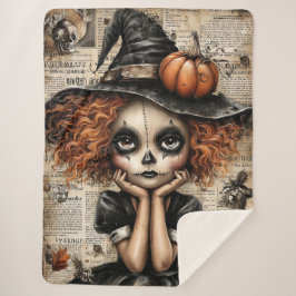 Cobertor Sherpa Whimsy em Luto: O Reverioso Olhado-Pumpkin