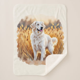 Cobertor Sherpa White Golden Retriever Dog