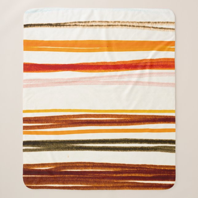 Cobertor Sherpa White Lines Pattern. Geometric Stripes Ink Drawing (Frente)