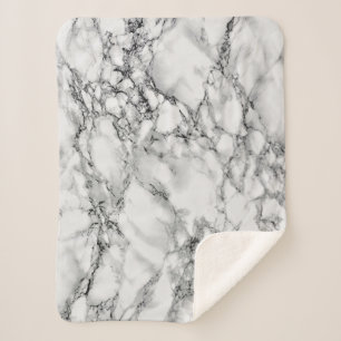 Cobertor Sherpa White Marble Sherpa Blanket Modern Design