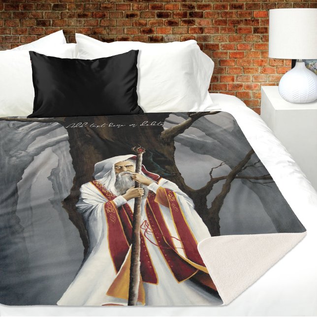 Cobertor Sherpa White Wizard Oak Tree Fantasy (Criador carregado)