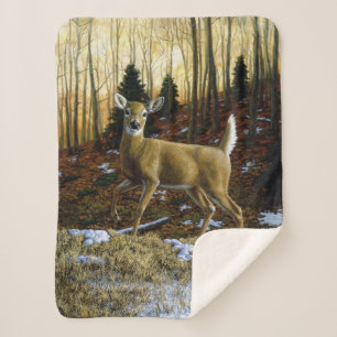 Cobertor Sherpa Whitetail Deer Doe na Floresta de outono