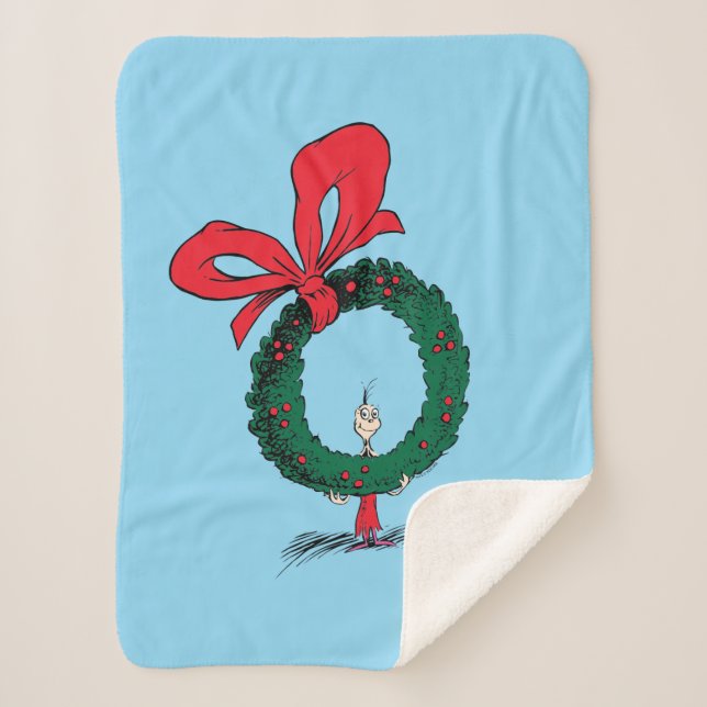 Cobertor Sherpa Who Peeking Through Christmas Wreath (Frente)