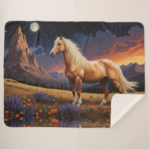 Cobertor Sherpa Wild mustang pinto palomino Céu noturno