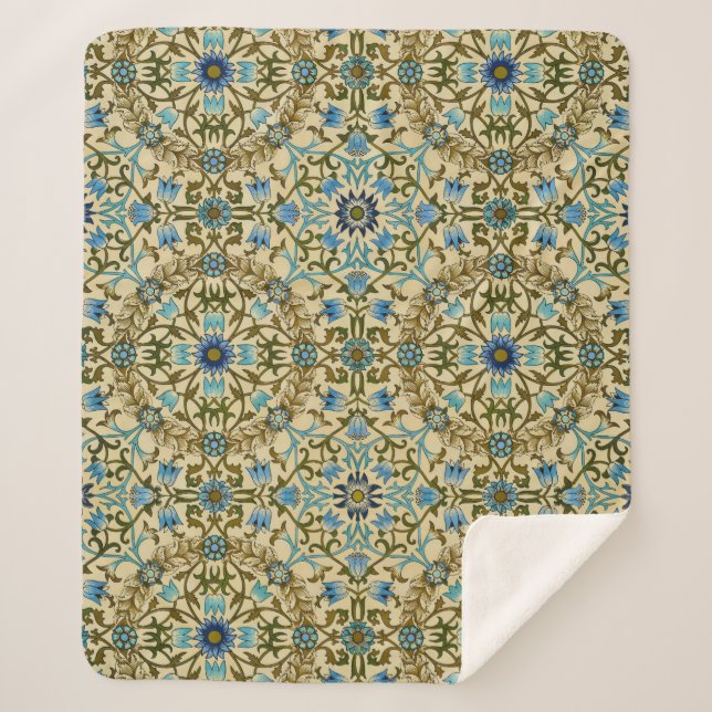 Cobertor Sherpa William Morris Antique 1873 Vine & Floral Pattern (Frente)