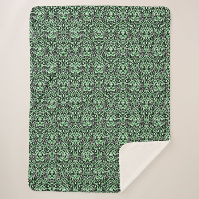 Cobertor Sherpa William Morris Art e Artesanatos Ouro Bough Green (Frente)