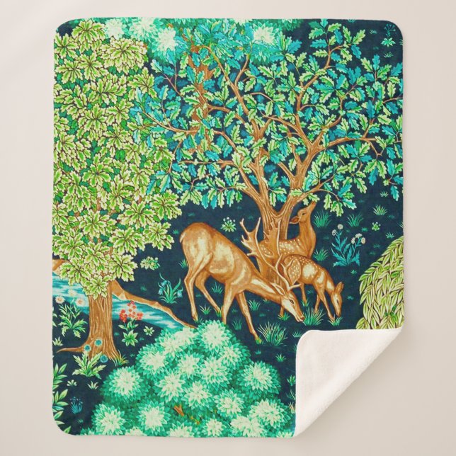 Cobertor Sherpa William Morris Deer por um Impressão do Brook Tape (Frente)