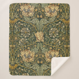 Cobertor Sherpa William Morris Honeysuckle Verde Amarelo
