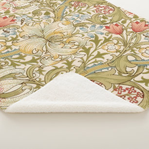 Cobertor Sherpa William Morris Lily Art Nouveau Floral