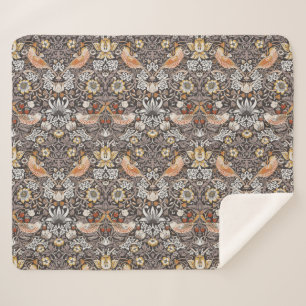 Cobertor Sherpa William Morris Morango Furtado Carvão Ocre