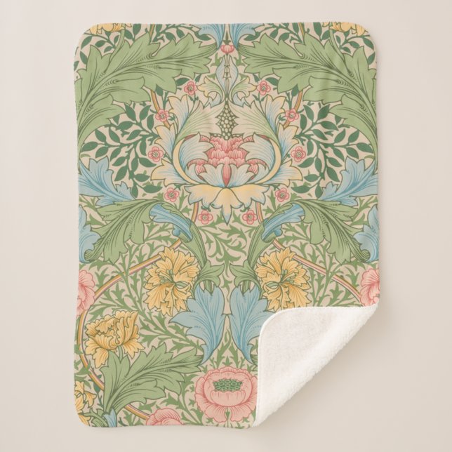 Cobertor Sherpa William Morris Myrtle Floral Botânico (Frente)