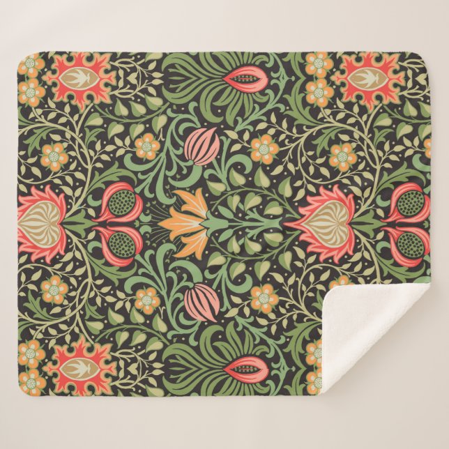Cobertor Sherpa William Morris Persian Floral Antique (Frente (Horizontal))