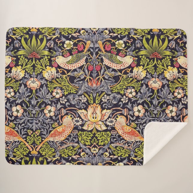 Cobertor Sherpa William Morris Strawberry Thef Floral Art Nouveau (Frente (Horizontal))