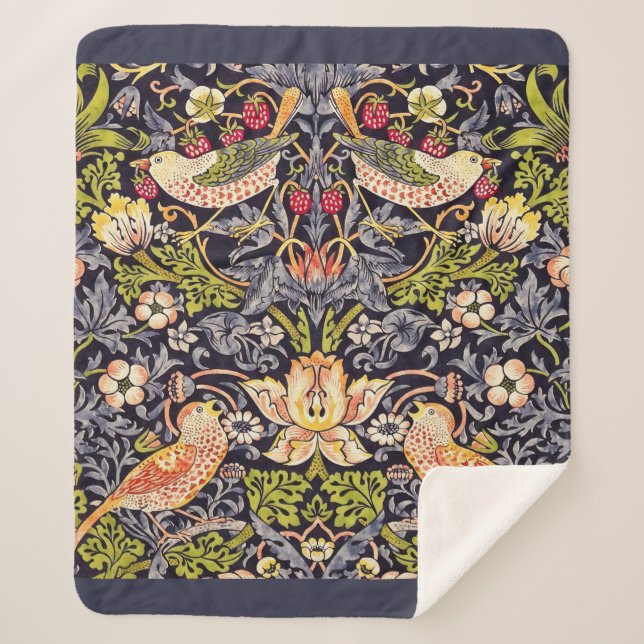Cobertor Sherpa William Morris Strawberry Thef Floral Art Nouveau (Frente)