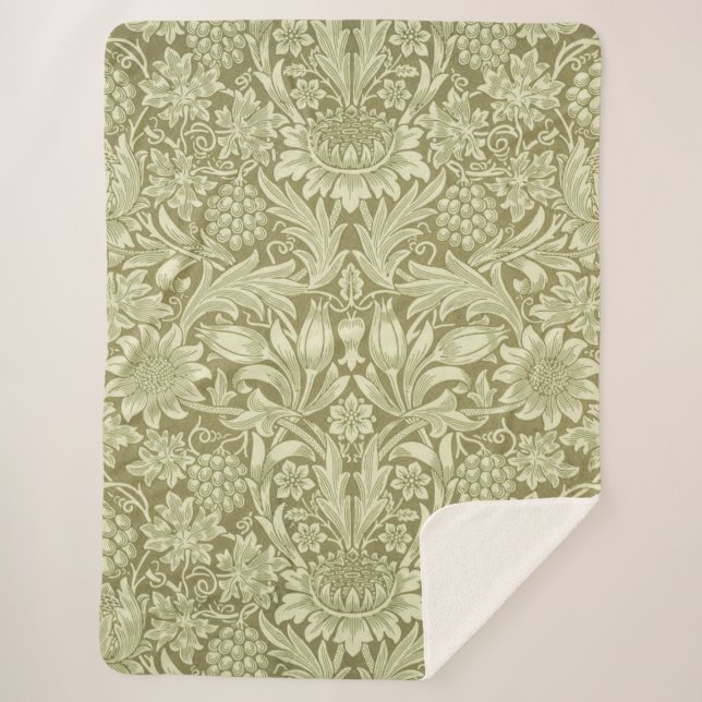 Cobertor Sherpa William Morris Sunflower Green Flower (Frente)