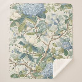 Cobertor Sherpa Willow Little Magnolia Wallpaper Floral Coastal