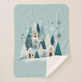 Cobertor Sherpa Winter Snowy Village