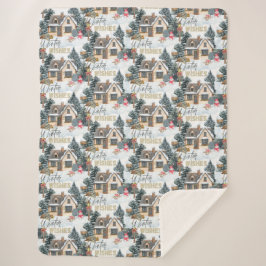 Cobertor Sherpa Winter Wishes Christmas Gift For Home Decor 