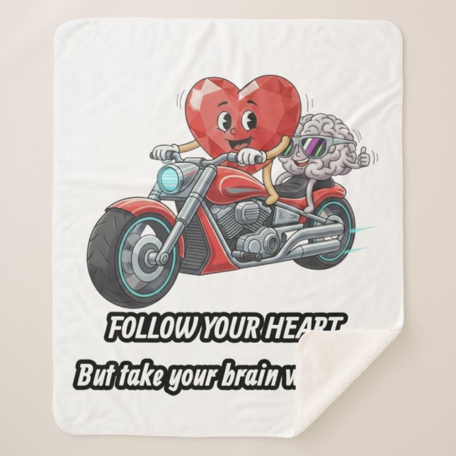 Cobertor Sherpa witty relationship quote gift heart riding bike (Frente)