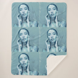 Cobertor Sherpa "Woman in Blue" Premium Canvas