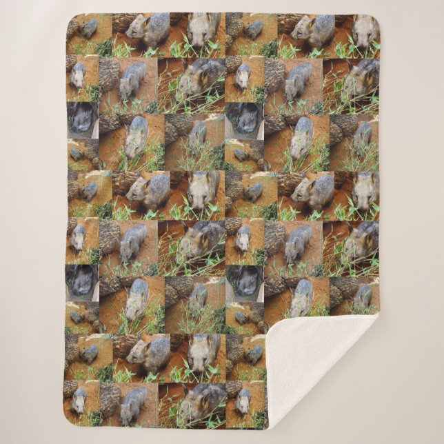 Cobertor Sherpa Wombat Photo Collage (Frente)