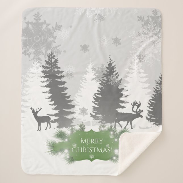 Cobertor Sherpa Wonderland de inverno Sherpa Blanket - Verde (Frente)