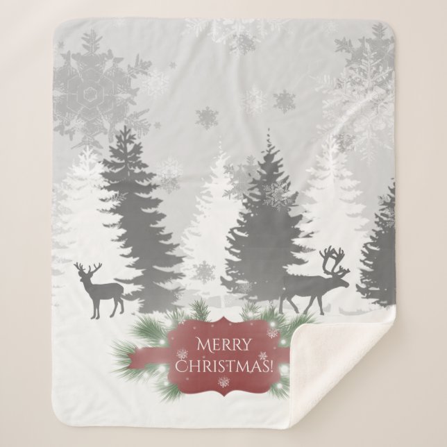 Cobertor Sherpa Wonderland de inverno Sherpa Blanket - Vermelho (Frente)