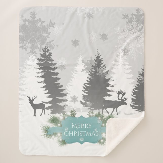 Cobertor Sherpa Wonderland Winter Sherpa Blanket - Teal (Frente)