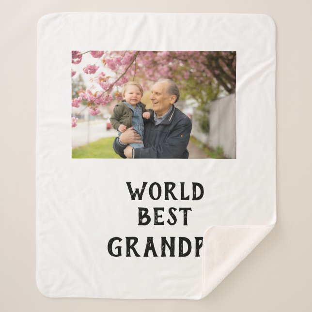 Cobertor Sherpa World best Grandpa photo name father's day grandpa (Frente)
