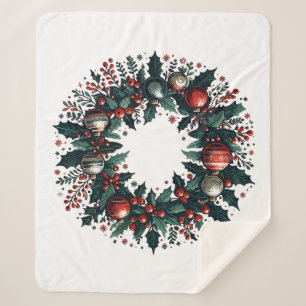 Cobertor Sherpa Wreath Natal