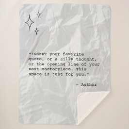 Cobertor Sherpa Wrinkled Paper with Custom Quote and Stars